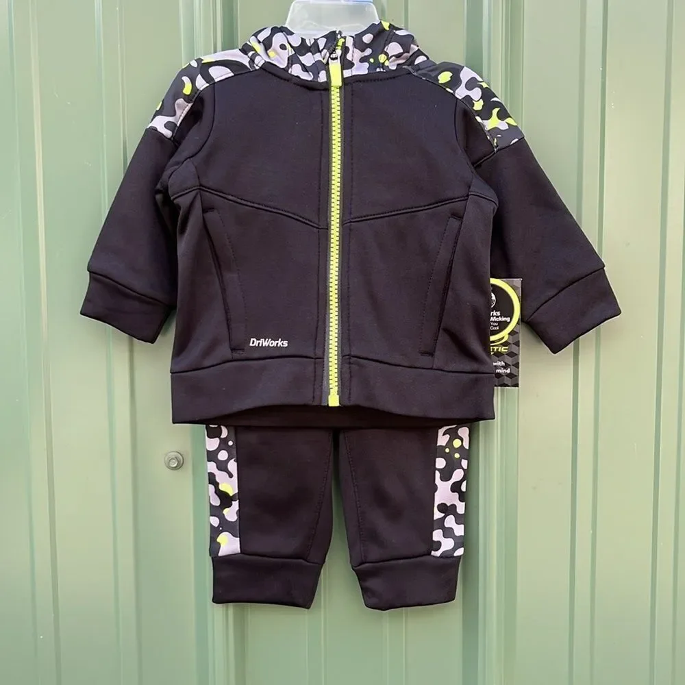 Boys Short Sleeve Hoodie Shorts Long Sleeve Zip Hoodie & Pants Bundle Size 3-6M